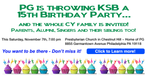 KSB Birthday Party Saturday!